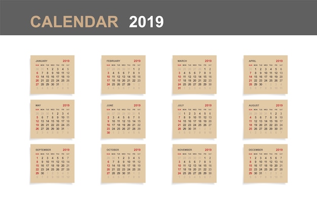 Kalender 2019.