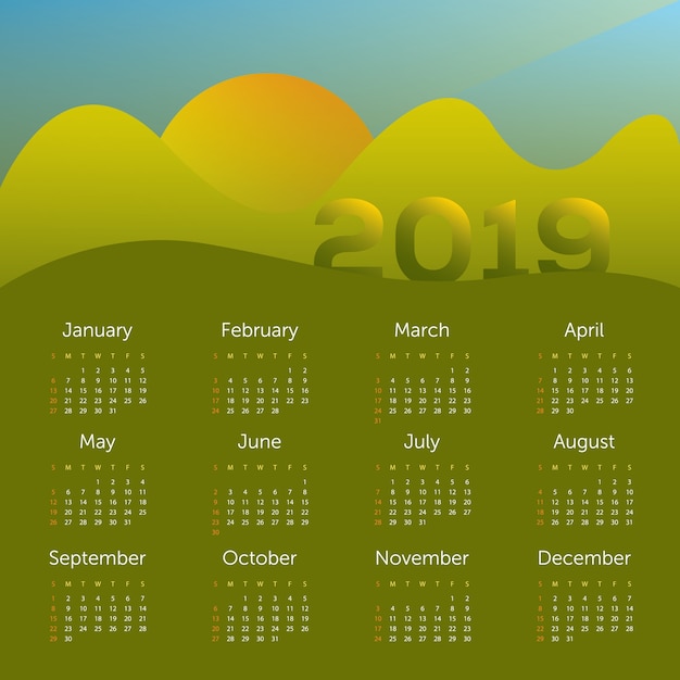 Vector kalender 2019