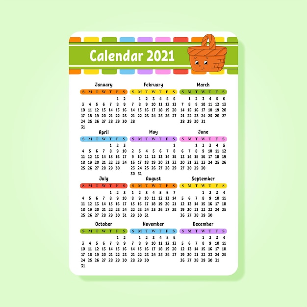 Kalender 2021 met schattig karakter
