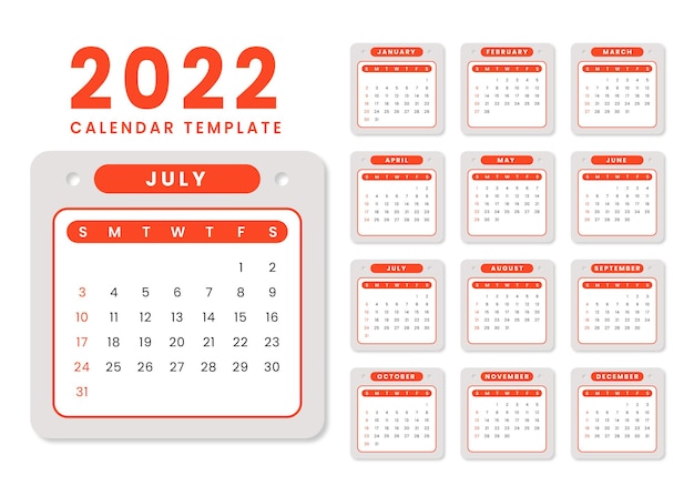 Kalender 2022 ontwerpsjabloon illustratie