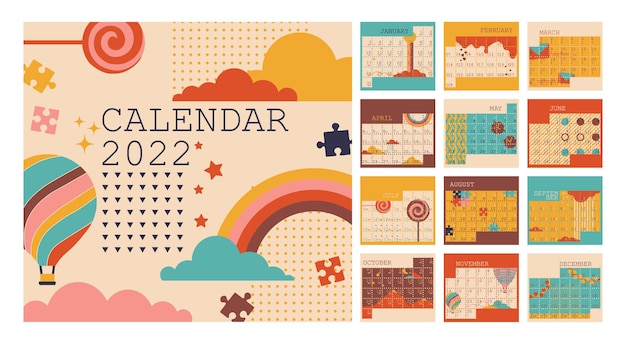 Kalender 2022 planner organisator maandag week start verticale lay-out ingesteld voor 12 maanden