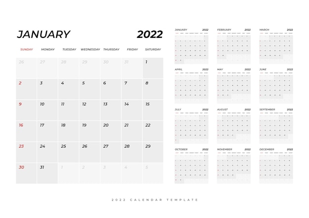 Kalender 2022 planning weeksjabloon