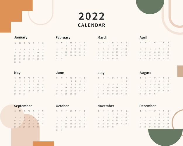 Kalender 2022 sjabloon 2022 kalender planner sjabloon