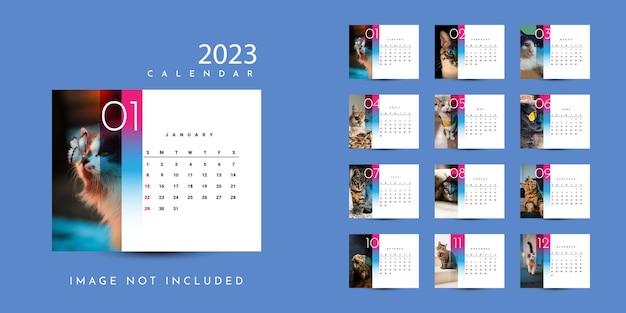 Kalender 2023 achtergrond illustratie sjabloonontwerp instellen