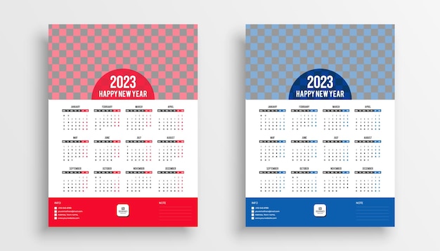 Kalender 2023. Kalender ontwerpsjabloon. Wandkalender ontwerp 2023.