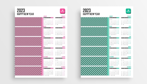 Kalender 2023. Kalender ontwerpsjabloon. Wandkalender ontwerp 2023.