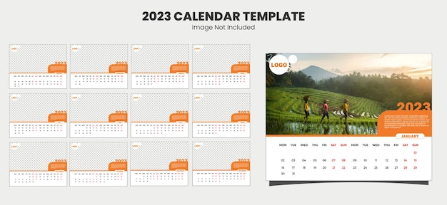 Kalender 2023 klassiek sjabloon nieuwjaar