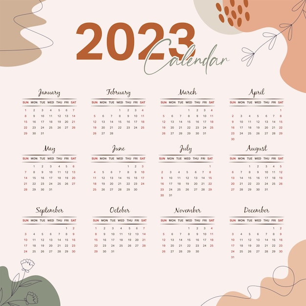 Vector kalender 2023 met earth element