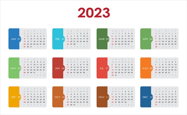 Kalender 2023 Week begint op zondag