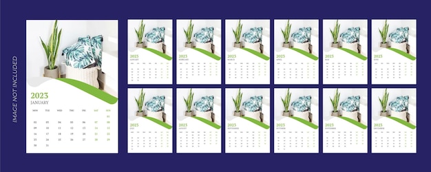 Vector kalender 2023 week start maandag huisstijl sjabloon vector