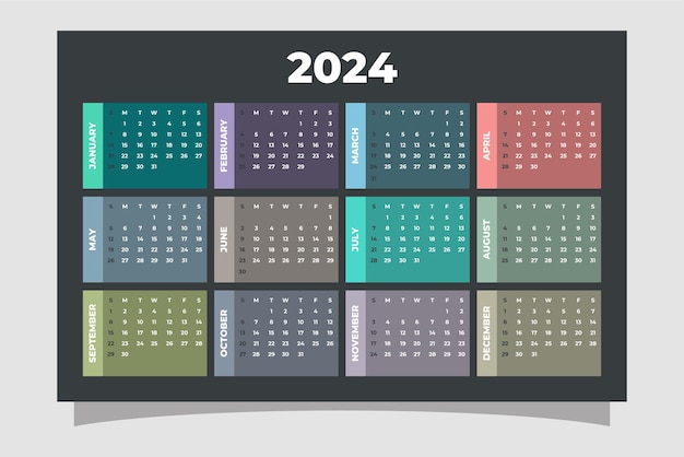 Kalender 2024 12 maanden ontwerpsjabloon