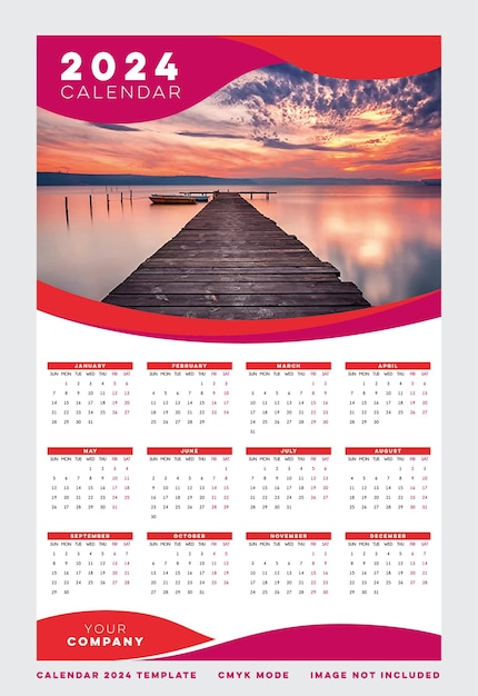 Vector kalender 2024 bedrijfssjabloon