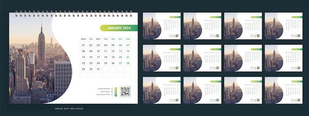 Kalender 2024 bureau sjabloonontwerp