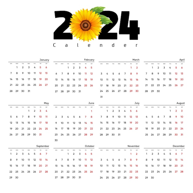 Vector kalender 2024 kalender 2024 week begint zondag corporate design template vector
