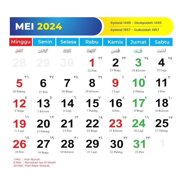 Kalender 2024 Mei Lengkap Dengan Tanggal Merah Cuti Bersama Jawa Dan Hijriyah