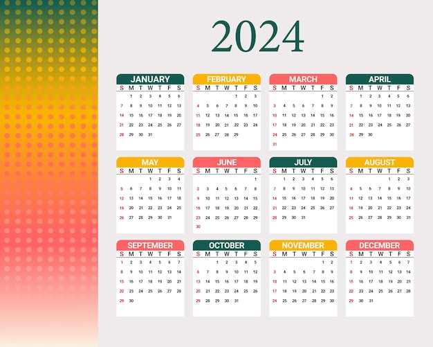 Kalender 2024 met abstracte achtergrond