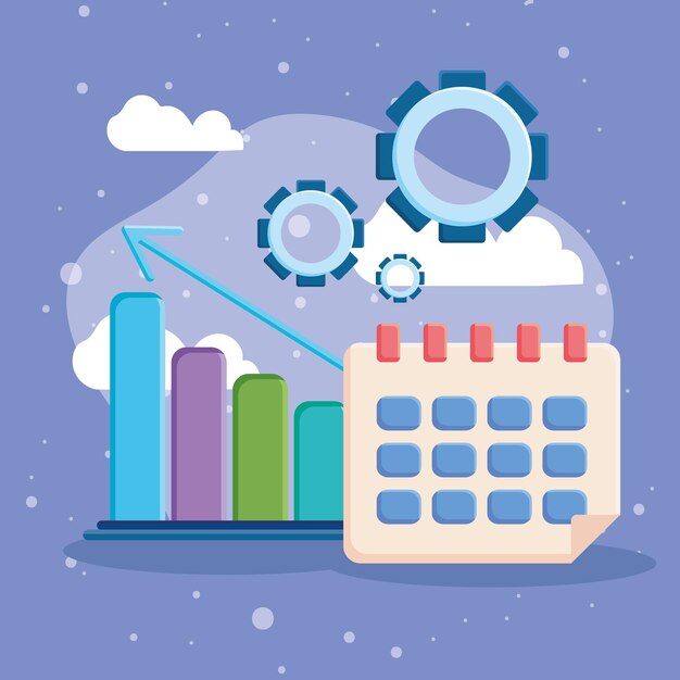 Vector kalender en staafdiagram