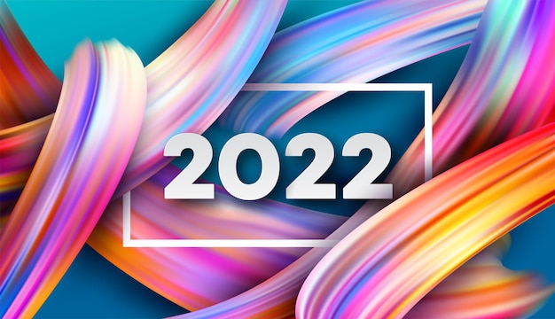 Kalender header 2022 nummer op kleurrijke abstracte kleur verf penseelstreken achtergrond. gelukkig 2022 nieuwjaar kleurrijke achtergrond. vectorillustratie eps10