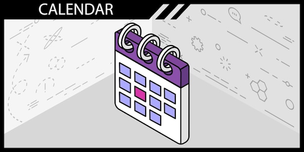 Kalender isometrisch ontwerppictogram Vector web illustratie 3d kleurrijk concept