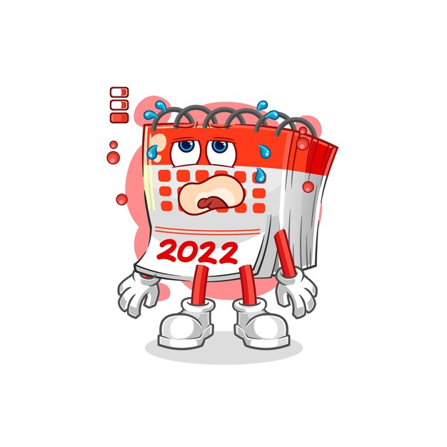 Kalender lage batterij mascotte cartoon vector