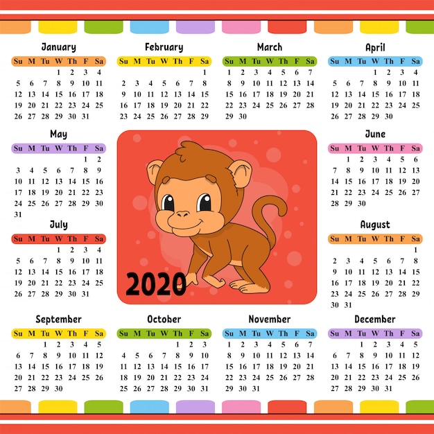 Kalender met een schattig karakter.