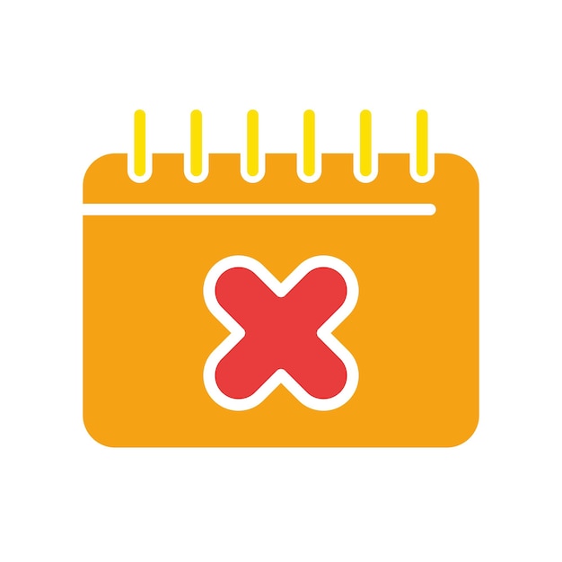 Kalender met kruislijn icoon Annuleren verbod organisator plannen maand jaar schema Vector gekleurde icoon op een witte achtergrond voor zaken