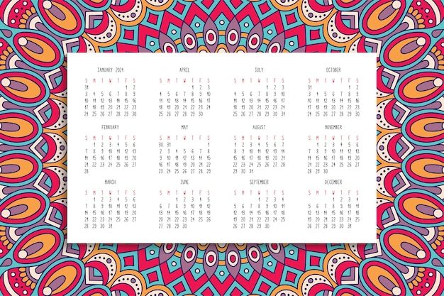 Kalender met mandala's ornament