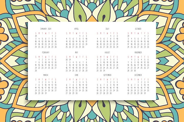 Kalender met mandala's ornament