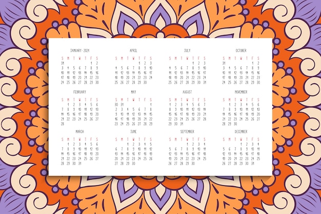 Kalender met mandala's ornament