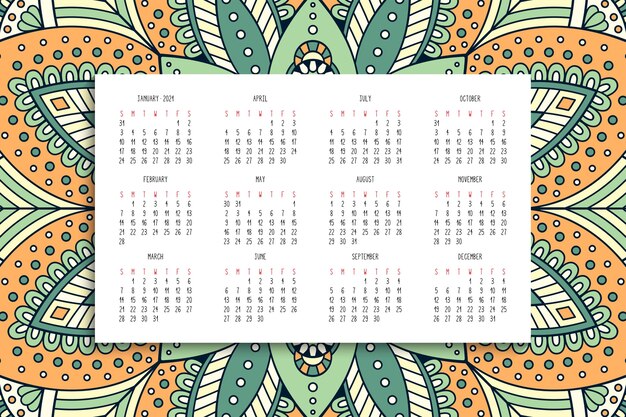 Kalender met mandala's ornament