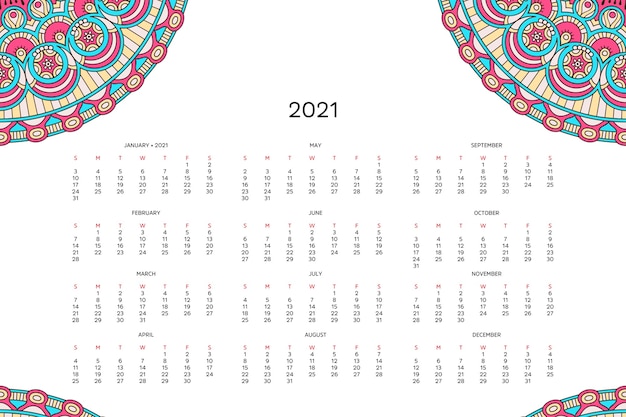 Kalender met mandala's.