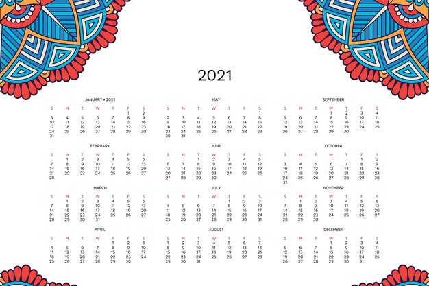 Kalender met mandala's.