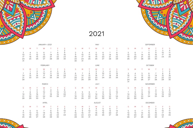 Kalender met mandala's.