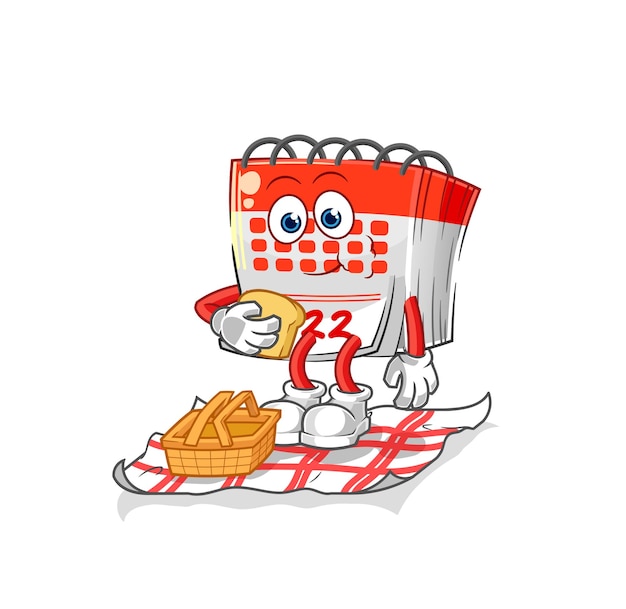 Kalender op een picknick cartoon cartoon mascotte vector