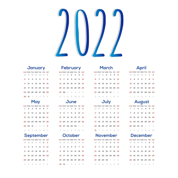 Kalender voor 2022 Vector afbeelding