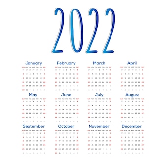 Kalender voor 2022 vector afbeelding