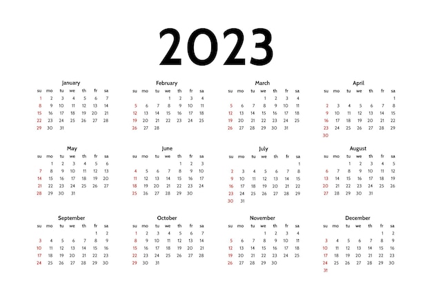 Kalender voor 2023 geïsoleerd op een witte achtergrond