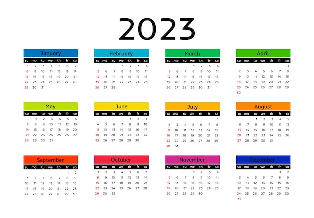 Kalender voor 2023 geïsoleerd op een witte achtergrond