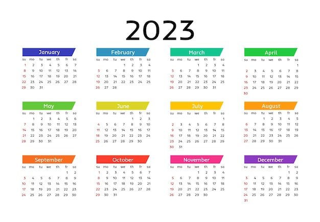 Kalender voor 2023 geïsoleerd op een witte achtergrond