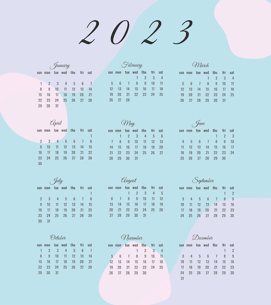 kalender voor 2023 in minimalistische stijl