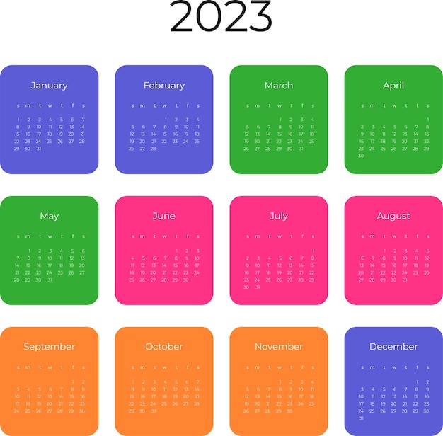 kalender voor 2023 in minimalistische stijl