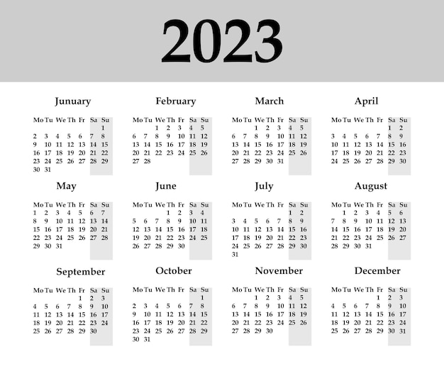 Kalender voor 2023