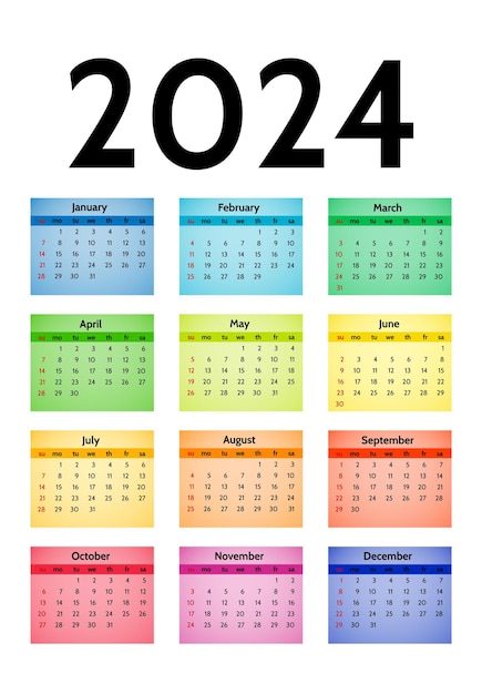 Kalender voor 2024 geïsoleerd op een witte achtergrond