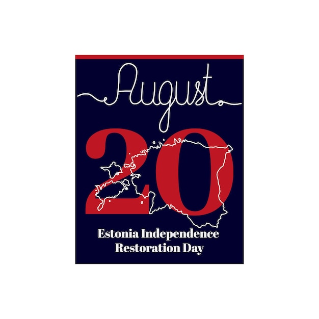 Kalenderblad vectorillustratie rond het thema van de onafhankelijkheidsdag van Estland op 20 augustus