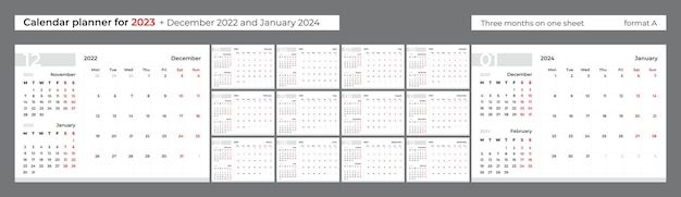 Vector kalenderplanner 2023