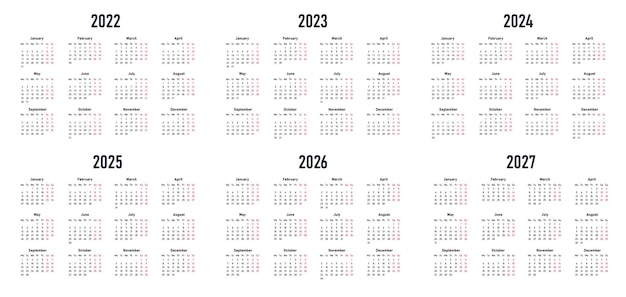Vector kalenders voor jaren