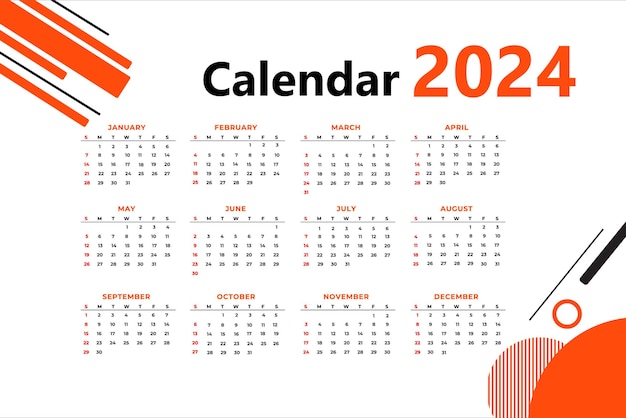 Kalendersjabloon 2024 vectorbestand