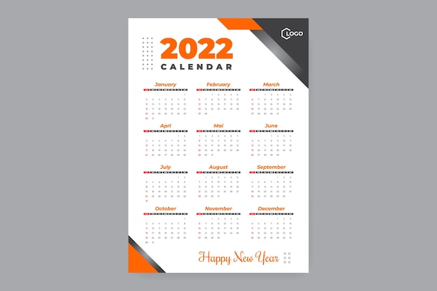 Kalendersjabloon voor 2022