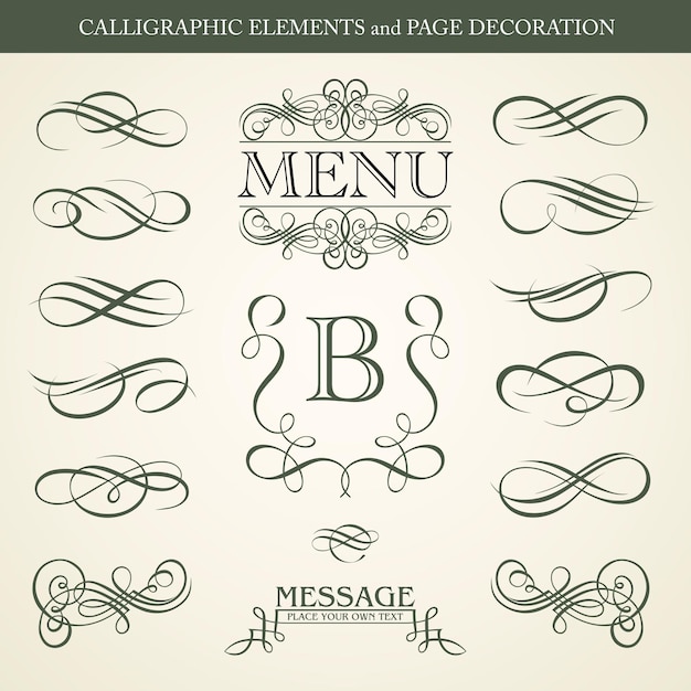 Kalligrafische elementen en pagina-decoratie