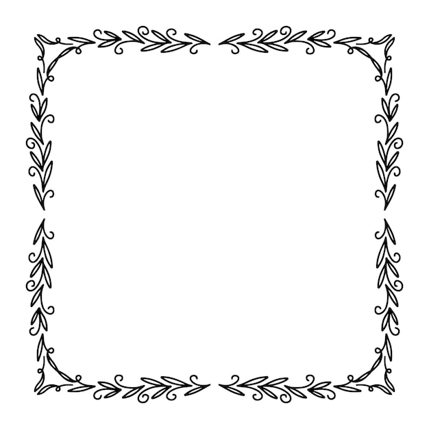 Kalligrafische Hand getrokken Doodle bloemen Frame. Artistieke kalligrafie ontwerpelement.